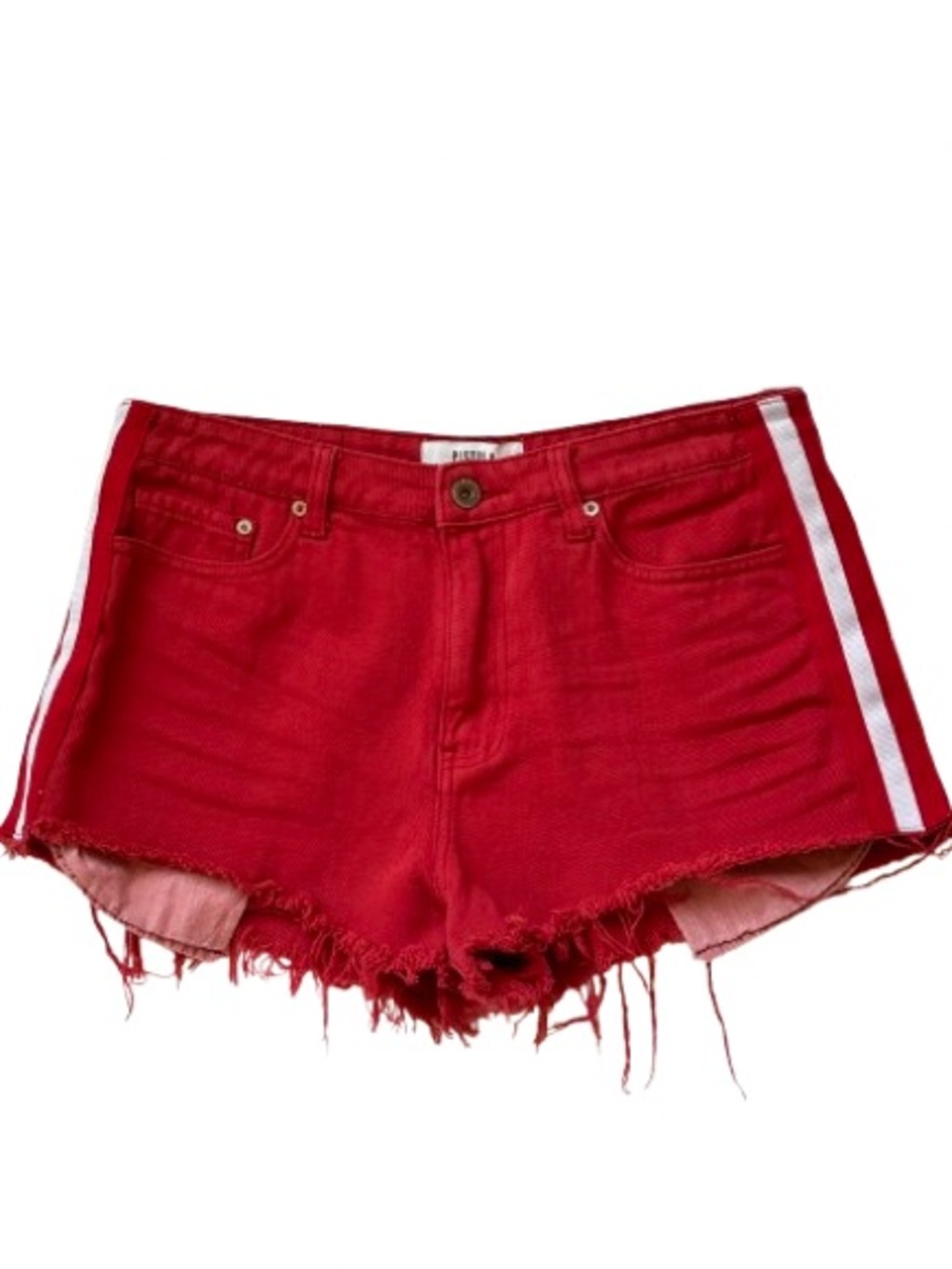 Pistola Red Denim Shorts with White Side Stripe Size 29